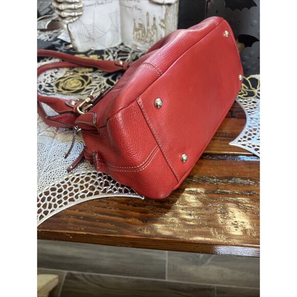 TIGNANELLO SHOULDER SATCHEL TOTE HANDBAG RED PEBBLE LEATHER Purse - Picture 10 of 16